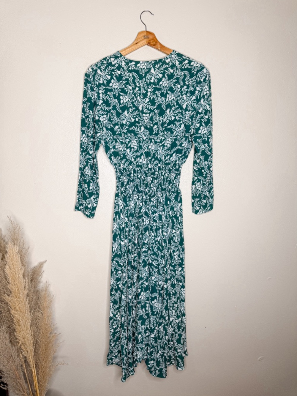 Maje Green Rayelle Shirred Floral Crepe Midi Dress - Picture 6 of 12